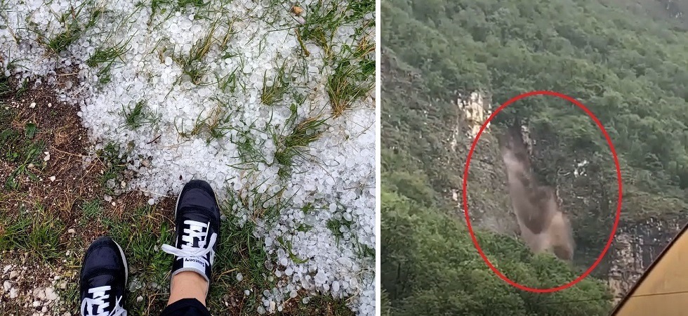 Temporali e grandine sul Trentino, il rio Cadino in piena crea apprensione per la viabilità sulla statale 12